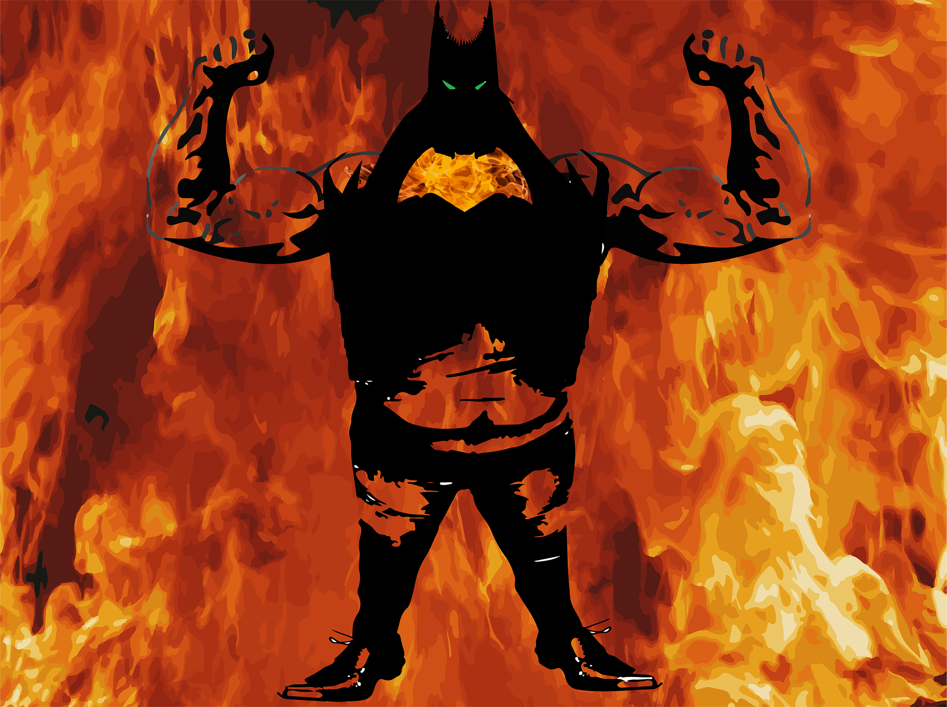 Image of a digital demon on fire